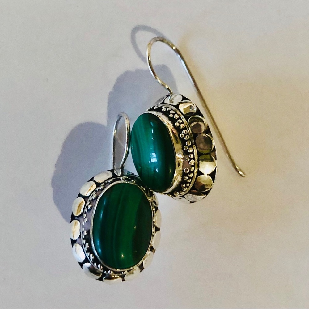 Malachite Green Stone Earings